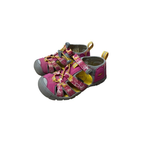 KEEN Newport H2 Sandals Kids Size 10 Pink Yellow Waterproof Closed Toe - Picture 1 of 6